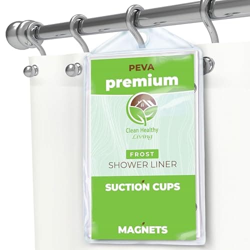 Premium PEVA Frost Shower Curtain Liner with Magnets & Suction Cups 96 x 71 in. Long