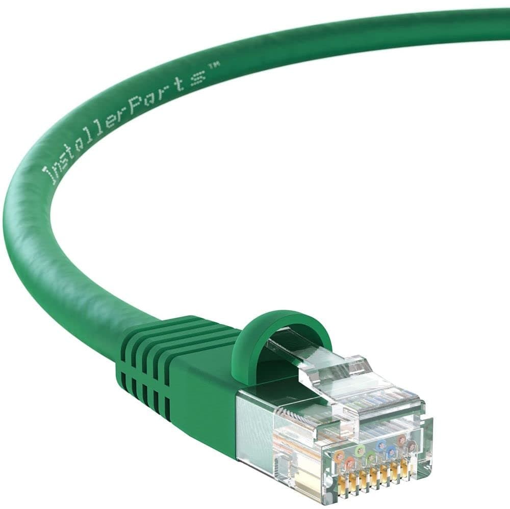 InstallerParts Cat6 Cable UTP Booted Green 2 FT 10 Pack Professional Series 10Gbps Cat6 Ethernet Cable