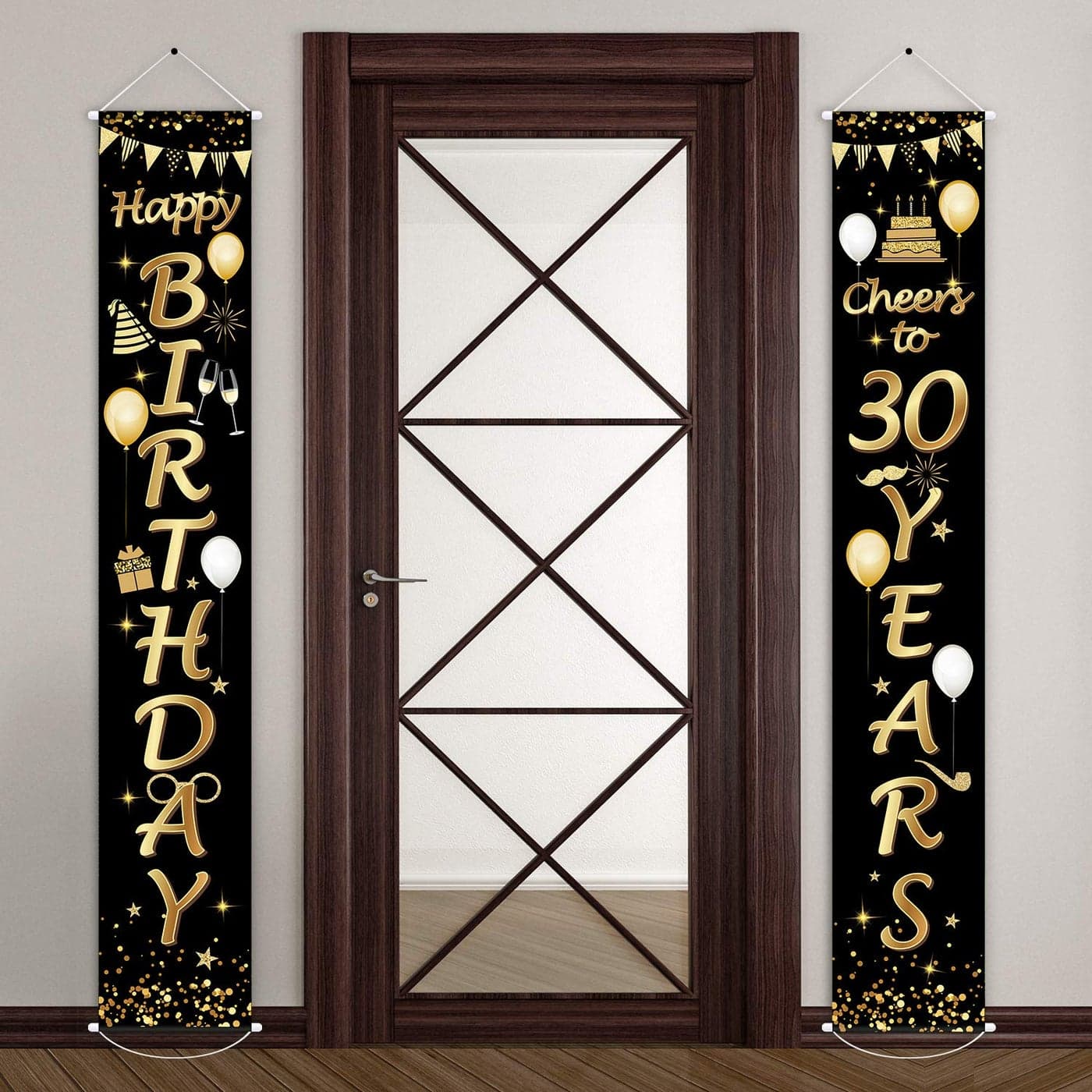 2 Pieces 30th Birthday Party Decorations Cheers to 30 Years Banner 30th Party Decorations Welcome Porch Sign for 30 Years Birthday Supplies 30th Birthday