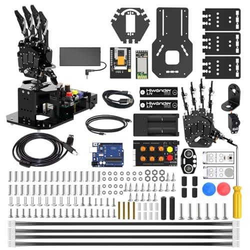 Robot Hand with Arduino Open Source AI Bionic Robotic Hand Five Fingers Solely Movement Mechanical Arm DIY Smart Robot Engineering Kits ScienceCodingProgramming Set Standard Kit