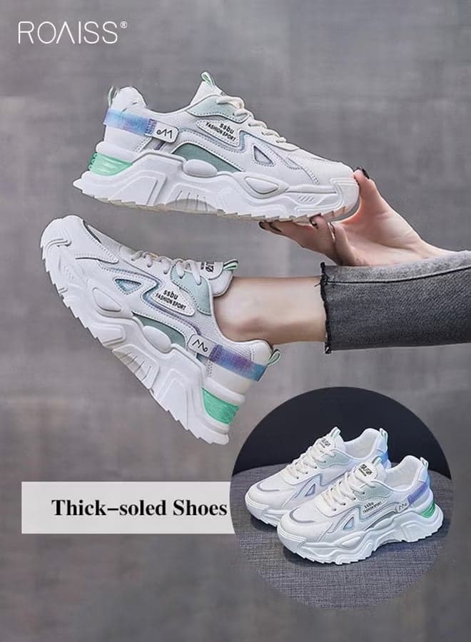 Women Stylish Chunky Sneakers, Versatile Low Top Sneakers with Soft Lining, Lace up Non Slip Platform Shoes, Casual Breathable Shoes for Ladies, Suitable for Daily Wear and Outdoor Activities