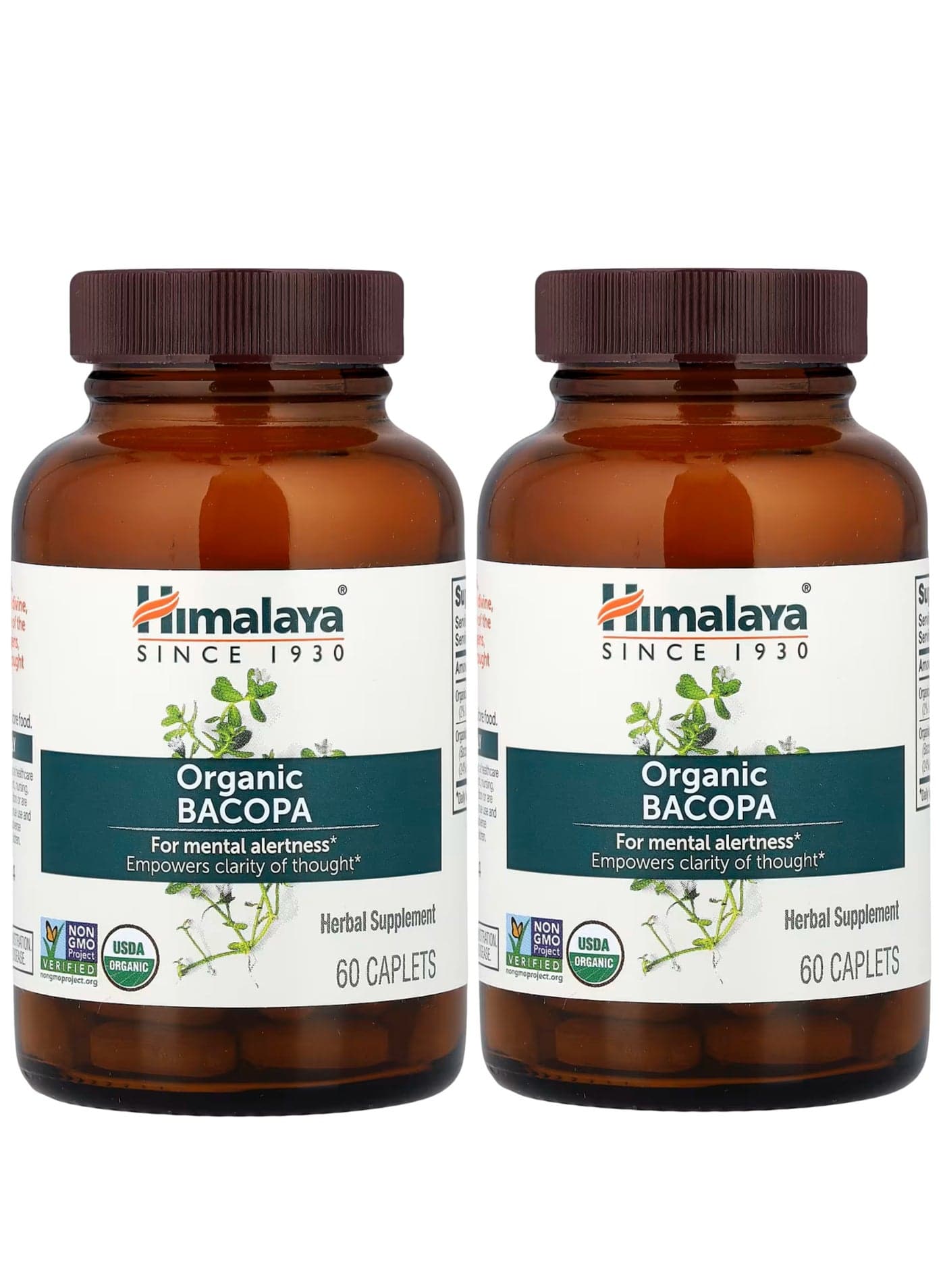 (Pack of 2) Organic Bacopa, 2x60 Caplets