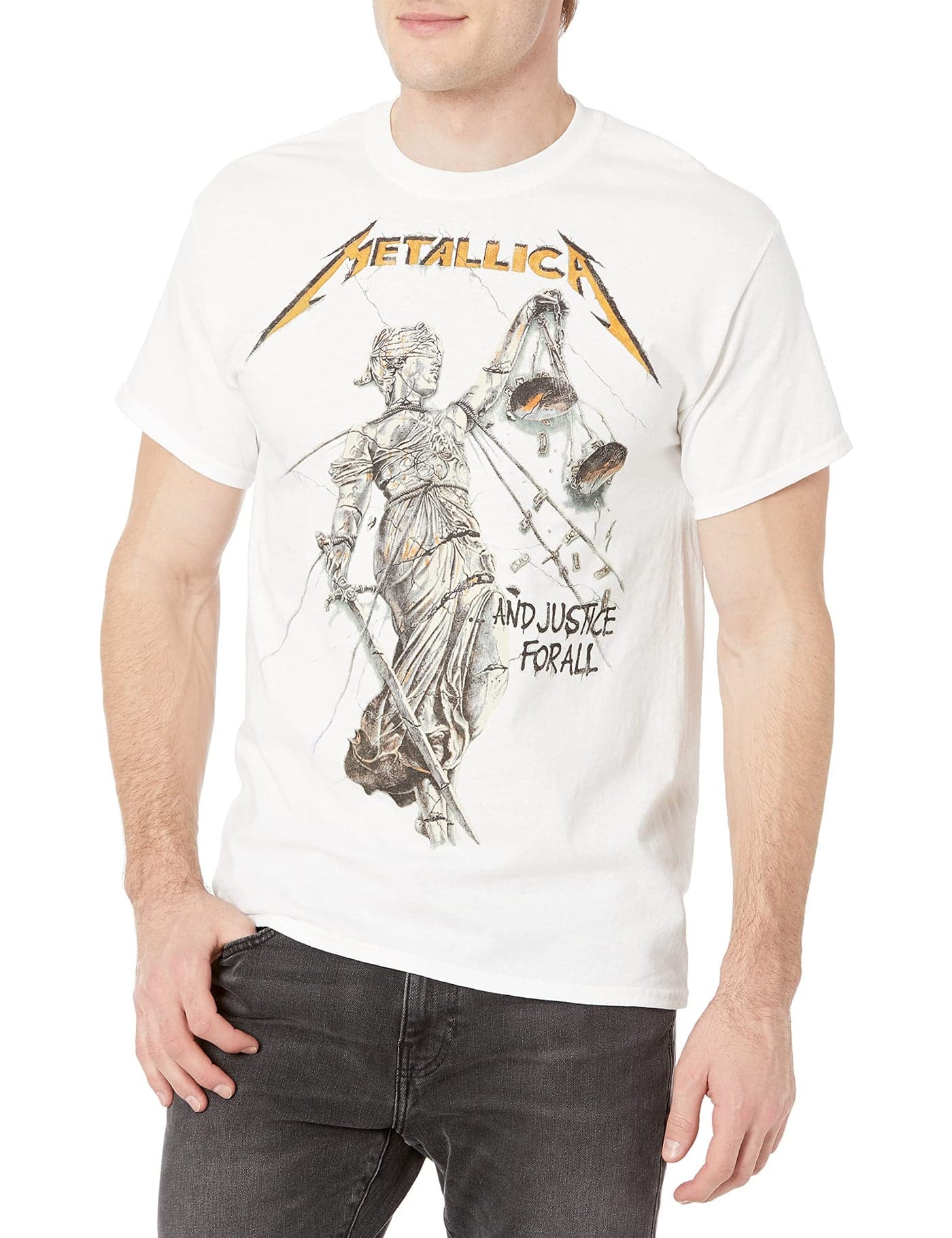 Metallica Mens Justice for All TShirt White XLarge