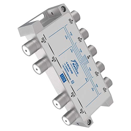 Keliiyo 8 Way Coaxial Cable Splitter 5-2500MHz,Work with Satellite TV CATV Antenna System and MoCA Configurations (Sliver-8 Way)