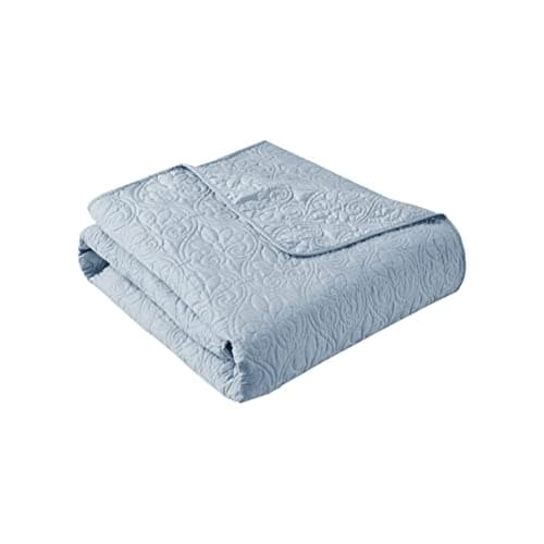 Madison Park Quebec Oversized Quilted Throw in Blue Finish MP50-2988, 60"x70"