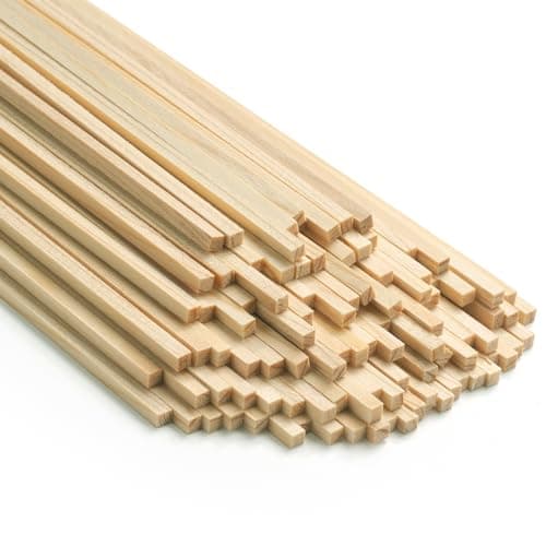 Square Wooden Dowel Rods Wood Sticks for Crafts 18x 12 100 PCS Square Wood Dowels Wooden Sticks for Crafting Unfinished Pine Hardwood Sticks for Models Making Miniatures Woodworking Dollhouses