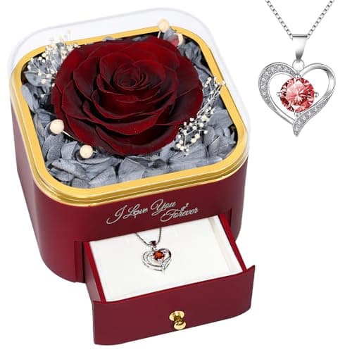 Beferr Mothers Day Forever Rose with Necklace for Mom Birthday Gifts Preserved Roses Eternal Flower for Delivery Fresh Flowers Gifts for Mother Wife Her Grandma Sister Daughter Girls Friends