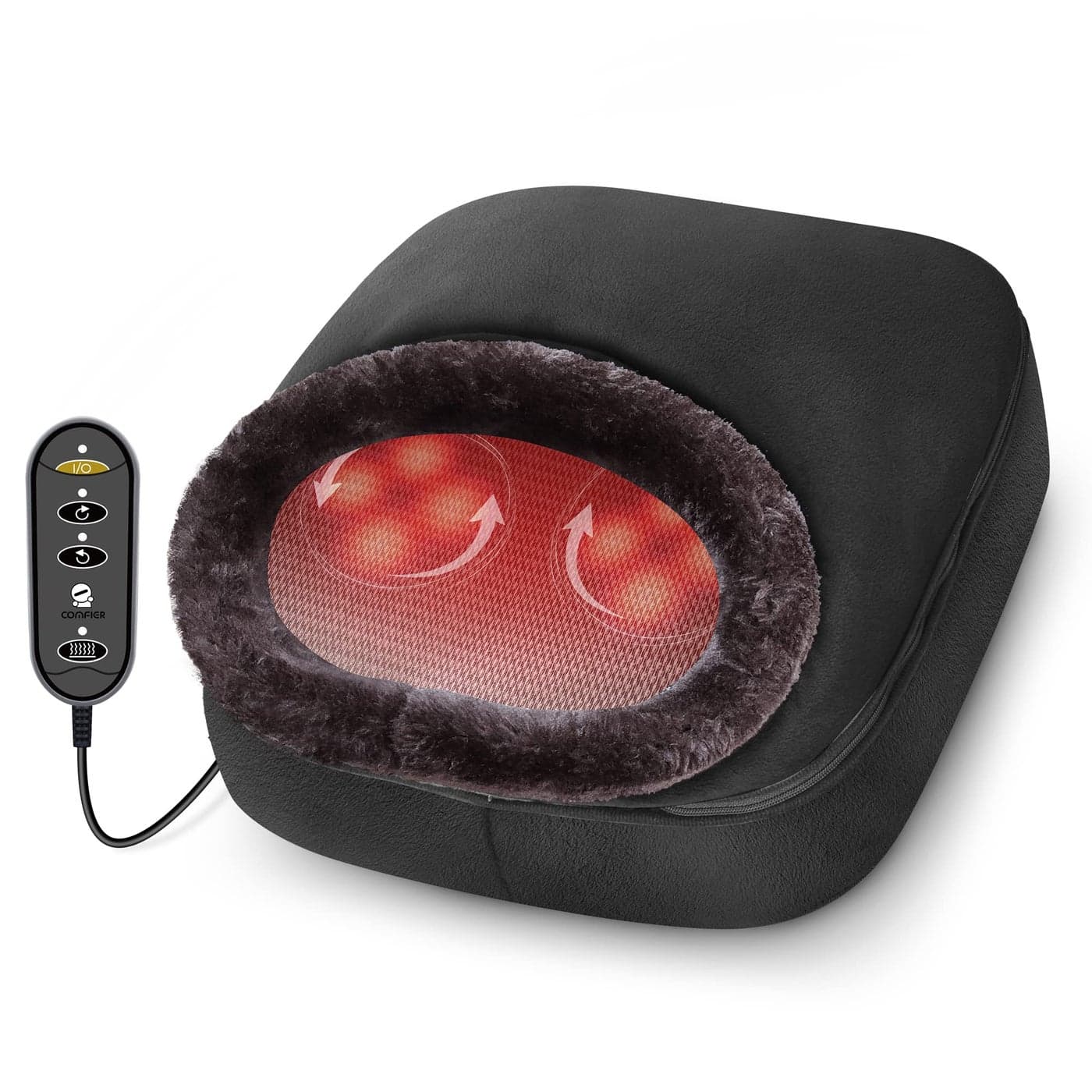 COMFIER Foot Warmer MassagerGifts for WomenMenShiatsu Foot Massager with Heat Electric Heating Pad for Back FeetBack Massager for Pain ReliefBlack