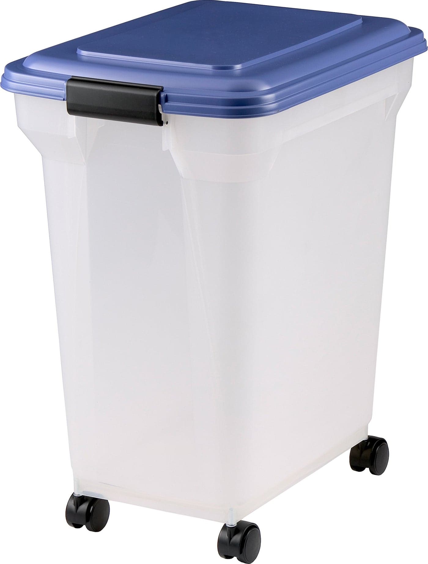 45 Litre Airtight Clear Plastic Storage Food Dry Pet Catering Bin Container incl Wheels Hinged Lid Catering Scoop Provided 15 Kilogram Load Capacity