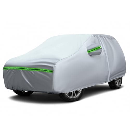AUQDD 6Layers Premium SUV Car Cover Waterproof All Weather Weatherproof UV Sun Protection Snow Dust Storm Resistant Outdoor Exterior Custom FormFit Full Padded Car Cover with Straps 205216 K10