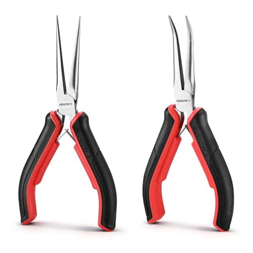 ARROW 2-Piece 6" Needle Nose Pliers Set, Mini Long Nose Pliers & Bent Nose Pliers, Small Needle Nose Pliers for Jewelry Making, Wire Wrapping, Wire Bending Small Object Gripping