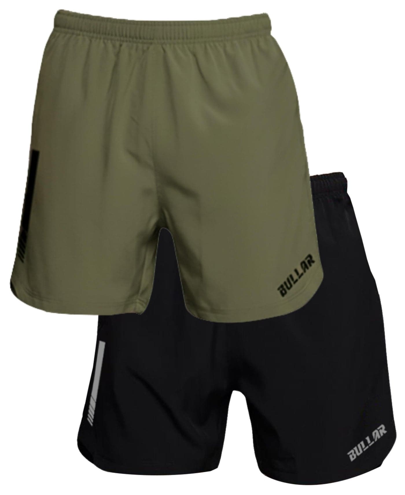 BULLAR Premium Polyester Shorts Combo, Ideal for Gym wear, Running, Sports Activities,Workout Light and Dryfit Fabric, Quick Dry Shorts with Drawstring (in, Alpha, L, Regular, Black & Olive)