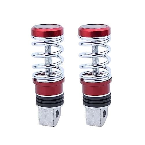 Guance Universal Stainless Steel Rear Foot Pegs with Spring Shock absorber Motorbike Rear Pegs Motorbike Footrests Compatable with all bikes and scooty (Red,2 Pcs)
