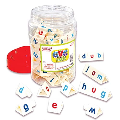 Junior Learning CVC TriBlocks Tub 90 Blocks Ages 45 Phonemic Awareness Pre K1 White