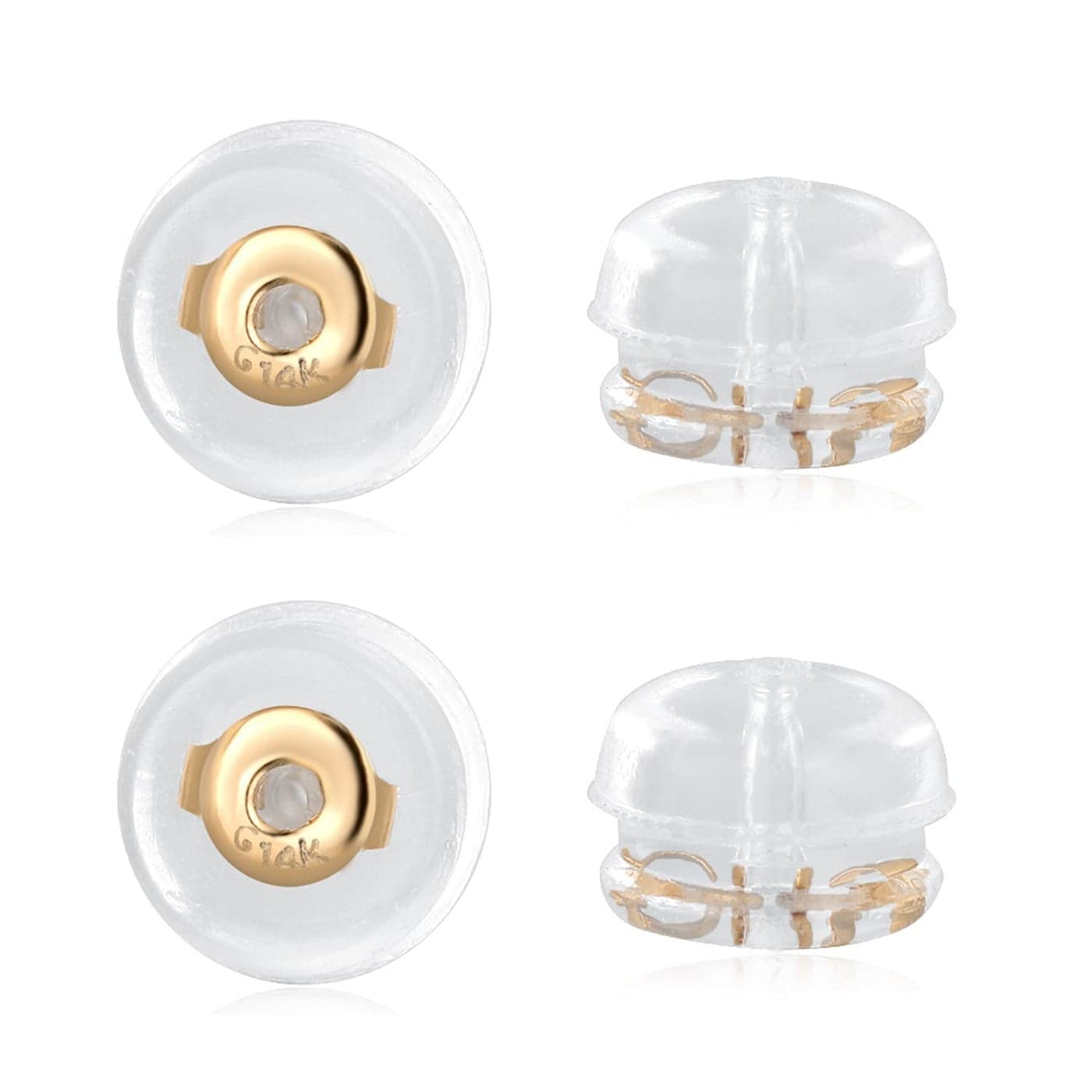 Silicone Earring Backs Replacement Comfortable Rubber Earring Backings for Stud Plastic Soft Flat Earing Backs Secure Hypoallergenic Safety Locking 2 Pair 14K Gold