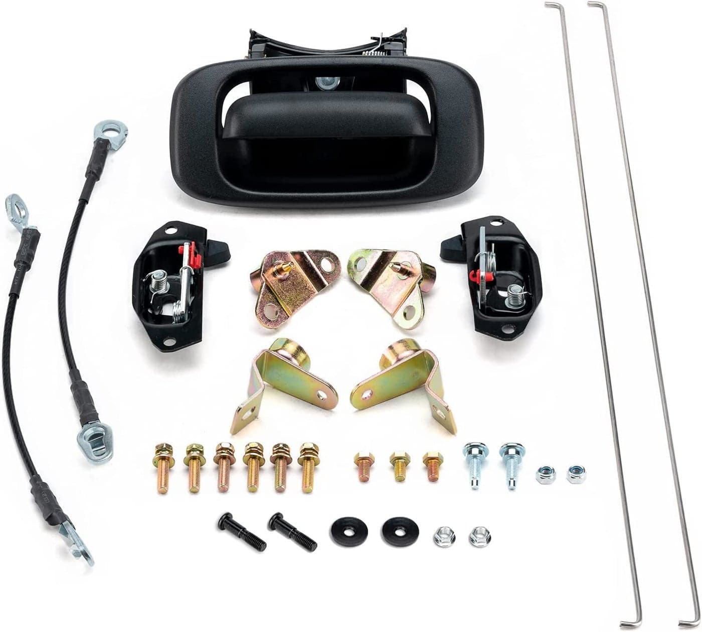 GEATaaT Tailgate Hardware Rebuild Kit Compatible with 19992006 Chevrolet Silverado GMC Sierra Tailgate Handle Latch and Bezel Trim with Rod Clips Replace 152285391599791115921948 5921949