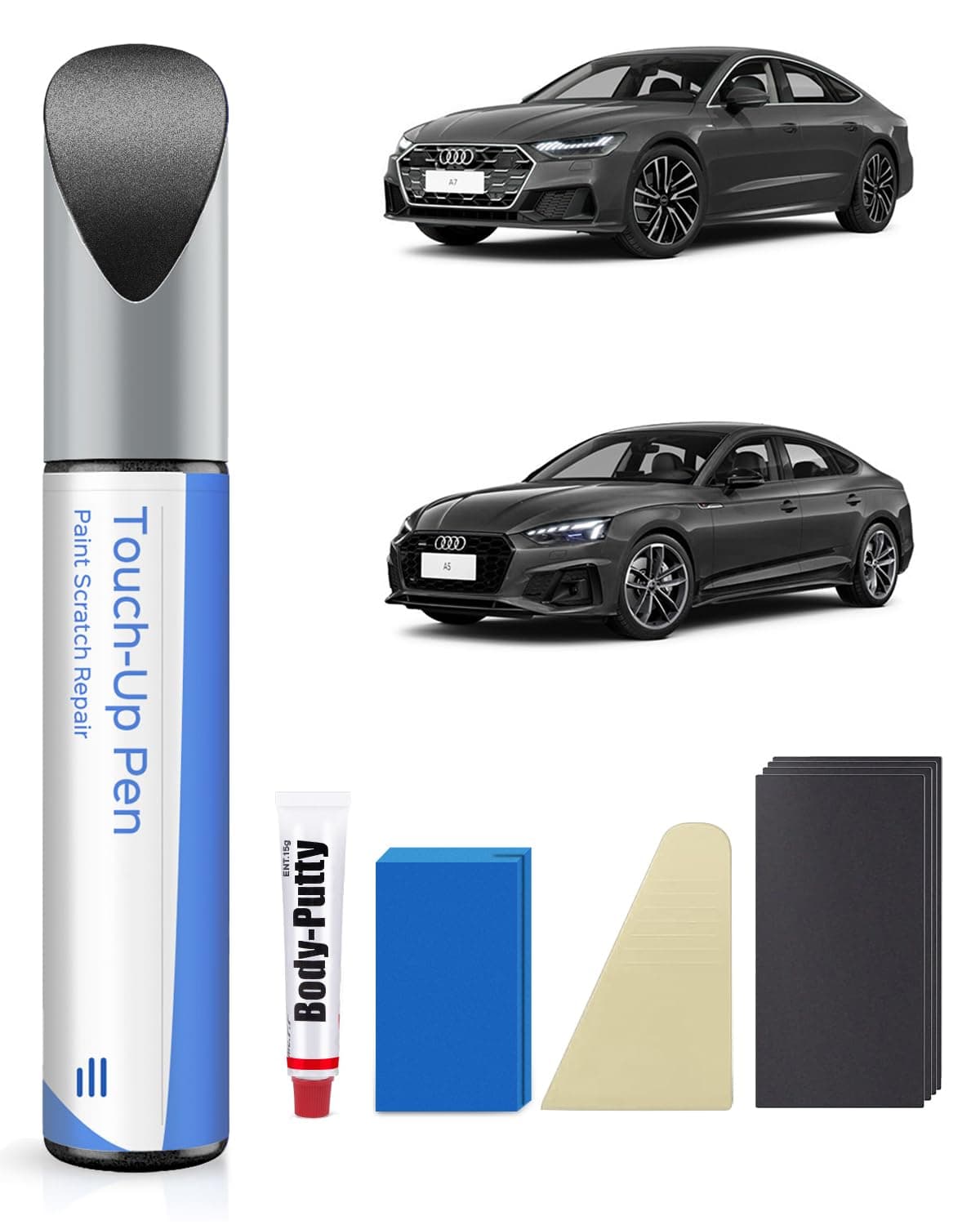 PARTS4EV Daytona Gray Pearl(LZ7S/6Y) Touch Up Paint Repair Kit Compatible with Audi - DIY Kit Exactly Matches Chips and Nicks