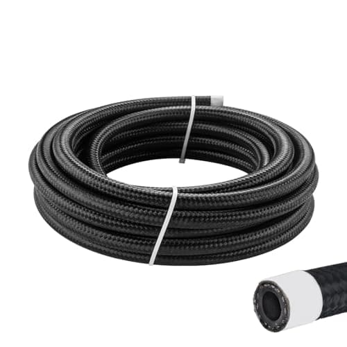 10AN Hose AN10 Fuel Line tube Stainless Steel Nylon Braided Transmission Lines for fuel system Cooler system Clutch Fluids Gas20FT Black