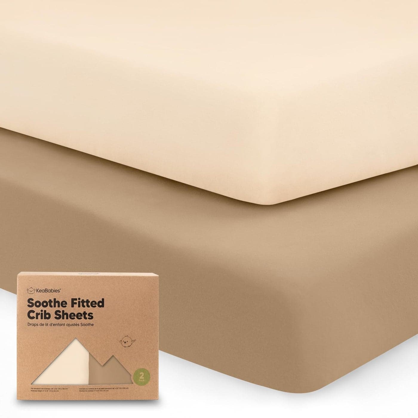 KeaBabies 2Pack Organic Crib Sheets for Boys Girls 52x28 Fitted Crib Mattress Sheet Neutral Breathable Jersey Cotton Cover for Baby Bed Toddler Mattress Soft Cute Prints Pecan