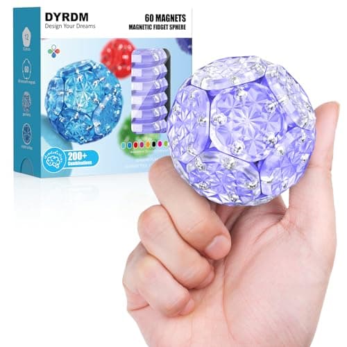 DYRDM Magnetic Fidget Sphere 12 PCS 200 Combinations with Magnet Blocks Magnetic Fidget Toys Sensory Balls Desk Toys for Adults Teens 14 Stress Relief Gift Stocking Stuffers Light Purple