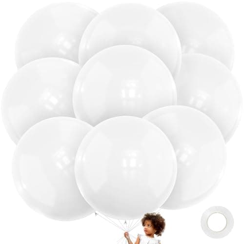 LEEZZIZZ White Giant Balloons 36 Inch Large Latex Balloons 9 Pcs Jumbo Balloons Bluk for Kids Party Wedding Birthday Supply Decorations