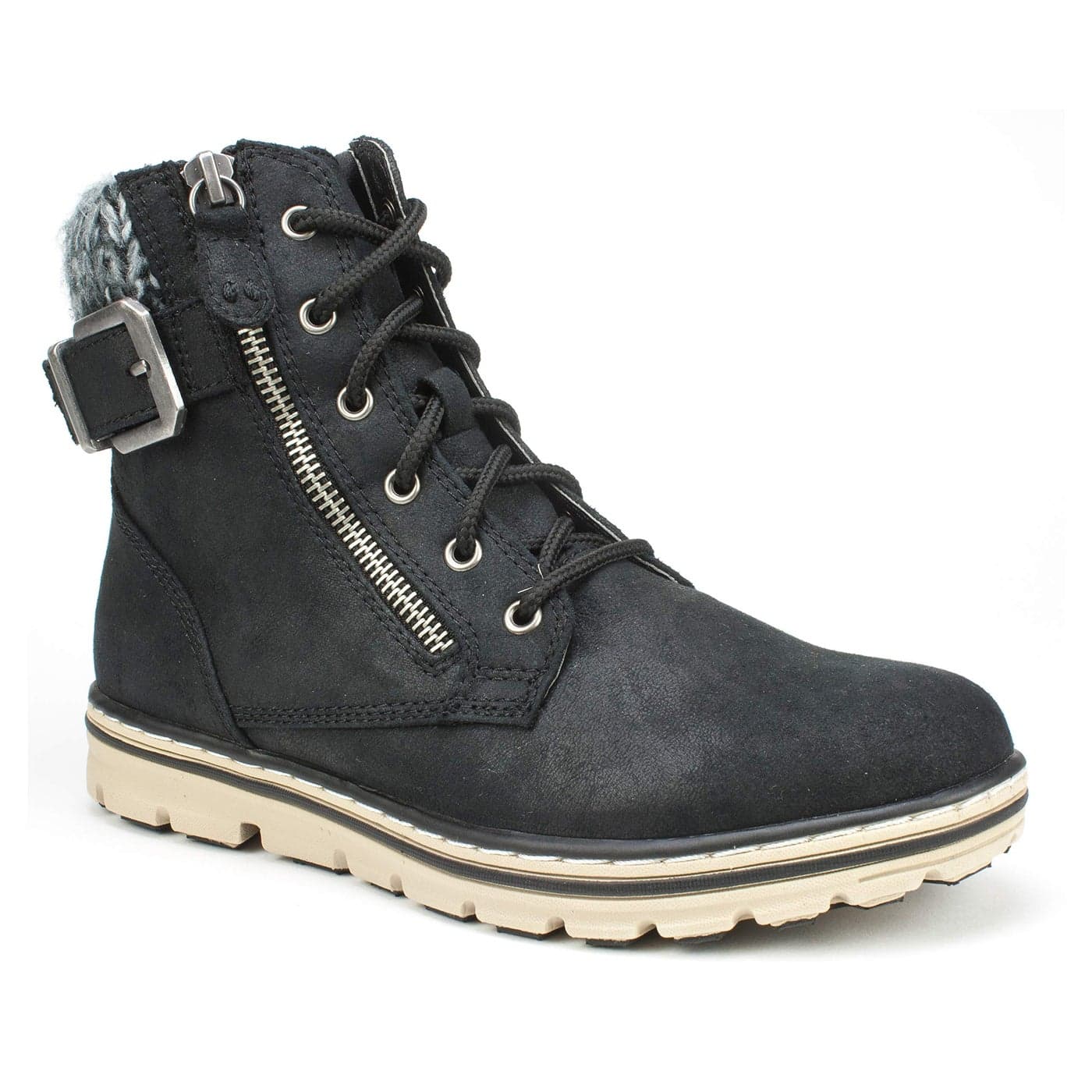 CLIFFS BY WHITE MOUNTAIN Shoes Kelsie Womens Laceup Hiker Style Bootie BlackFabric 8 M