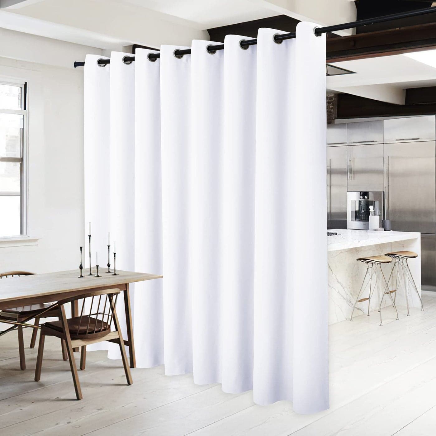 NICETOWN Patio Door Curtain Panel 120 inches Wide Pure White 1 Piece Nursery Infant Care Drape Extra Long 84 inches Length Curtain for Dining Room