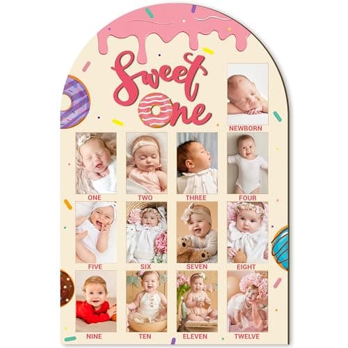 R HORSE My First Year Photo Frame Board Fits 2 x 3 Inch Photo 3D Sweet One Birthday Party Decorations Baby First Year Picture Frame 12 Months Milestone Display Wood Board 1st Birthday Nursery Decor Gift for Boy Girl