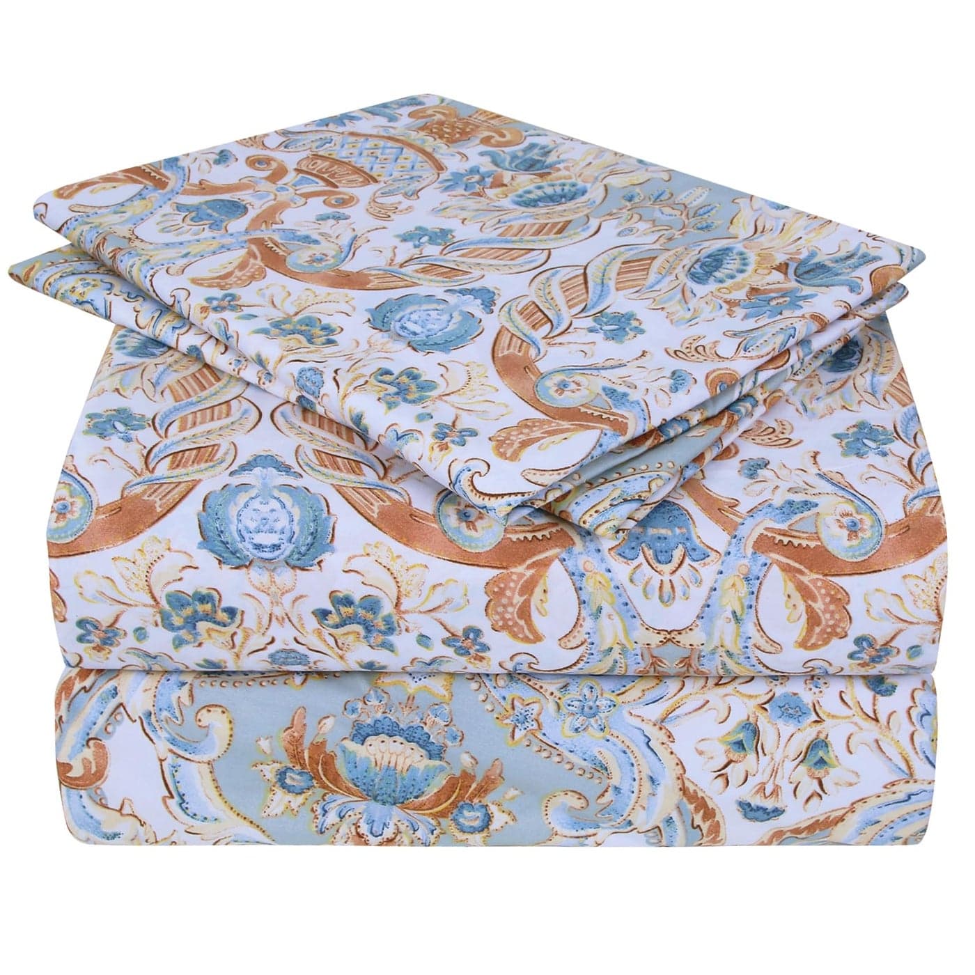JSD Vintage Paisley Printed Sheet Set Queen Size 4 Piece Soft Pattern Microfiber Sheets Extra Deep Pocket