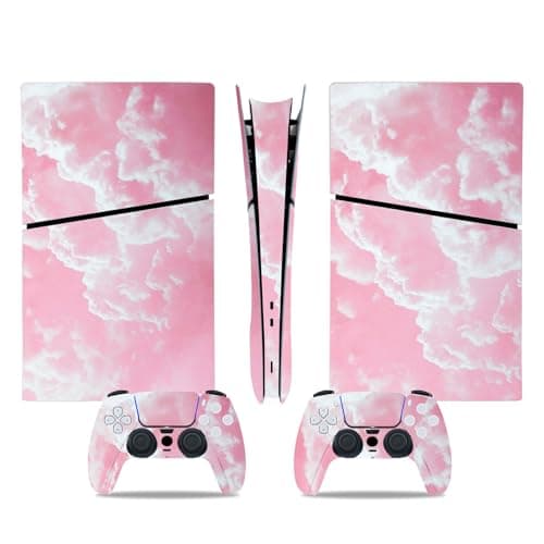 Console Skin for PS5 Slim, Vinyl Decal Cover Wrap for Digital Edition Controller (Pink)