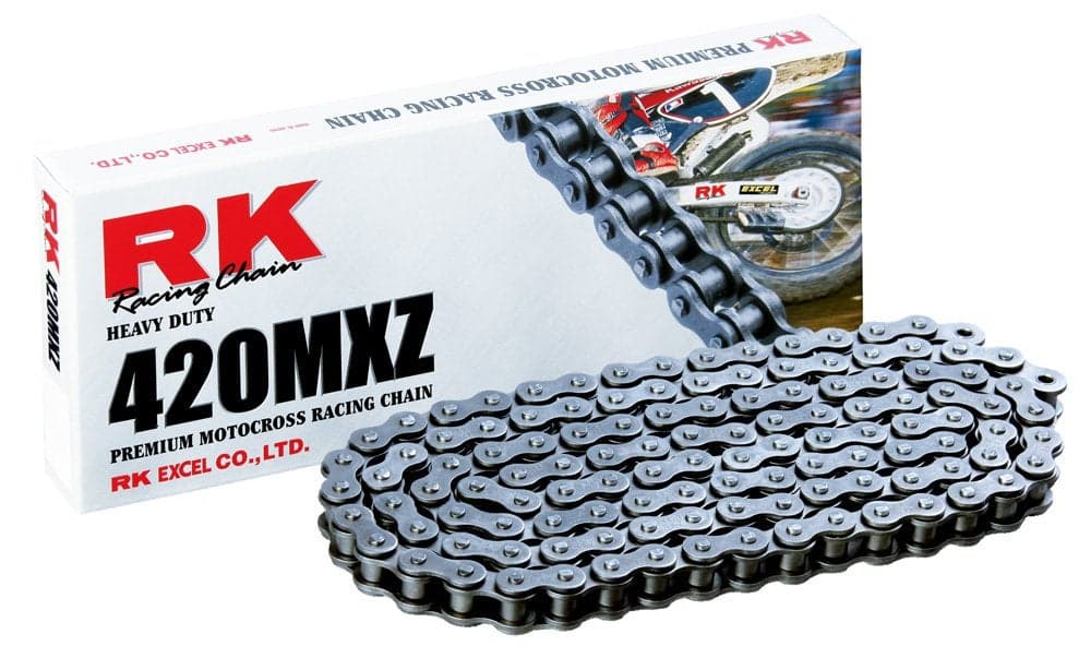 RK Racing Chain 420MXZ-86 (420 Series) Steel 86 Link Heavy Duty MX/SX Racing Non O-Ring Chain with Connecting Link