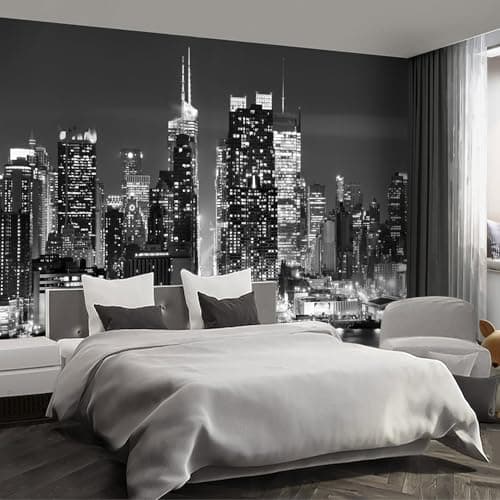 Fightal Dark Grey City View Mural Living Room couches Extra Large wall murals new york Cities Wallpaper Bedroom California Picture Landscape 151x105Its not Peel and Stick