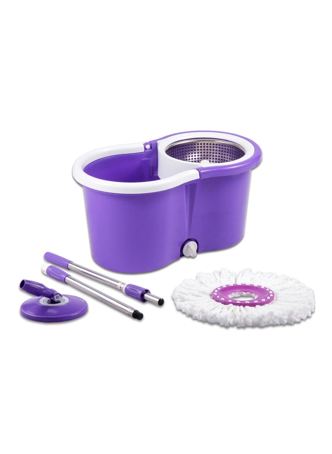 360° Steeliness Steel Rotating Mop With Bucket Dual Mop Heads Use Squeeze Rotating Mop To Quickly Dispensing Rag Floor Mop And Washing Purple Floor Mop