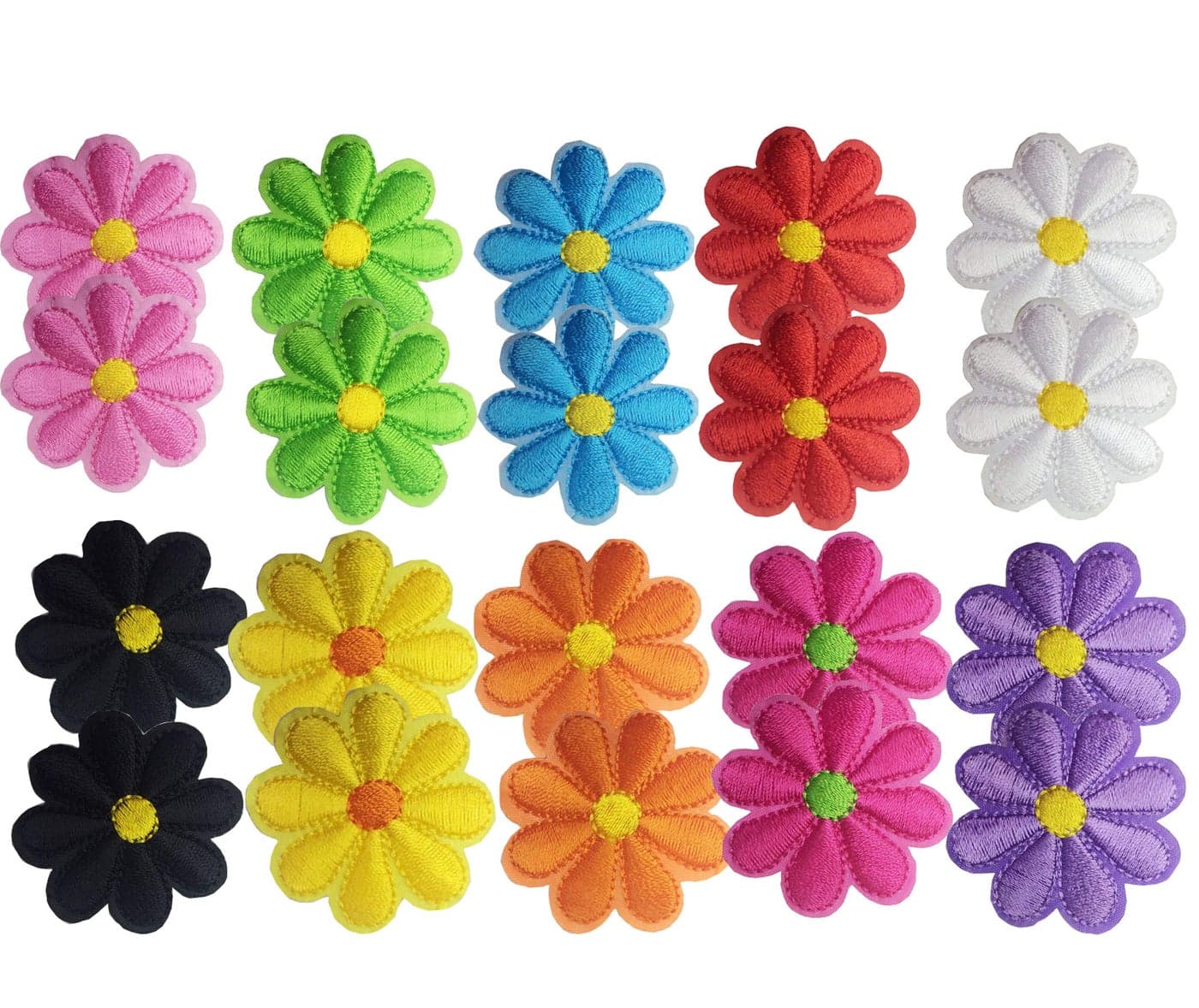 Geek-M 20 Pcs Iron On Patches Flower Applique Patch Mixed Color Decorative Patches for Clothes,Hat, Jeans, DIY Accessories
