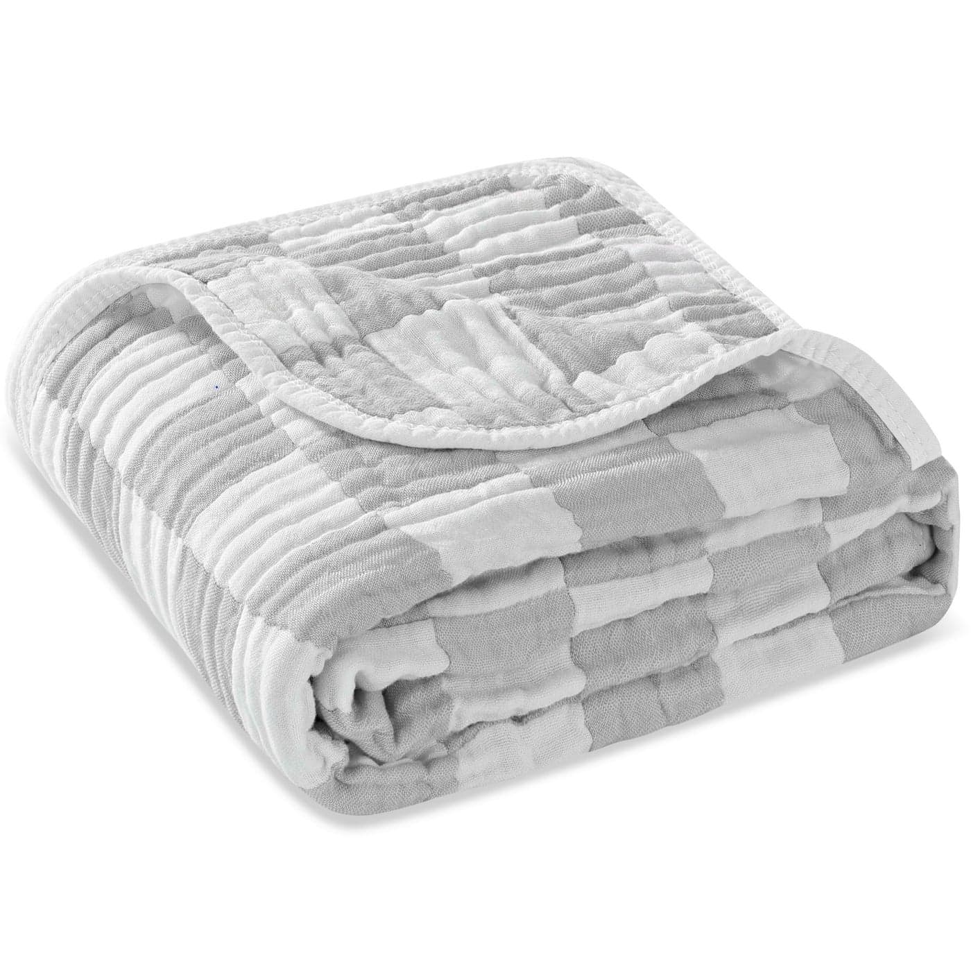 HardNok 6Layer Muslin Baby Blanket Made with Organic Cotton Classic Neutral Checkered Swaddle Crib Quilt 43x43Grey Checkered