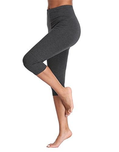 Kotii Women's Plus Size Stretch Leggings Soft Capri Leggings Summer Tights Pants, Dark Grey, 1X