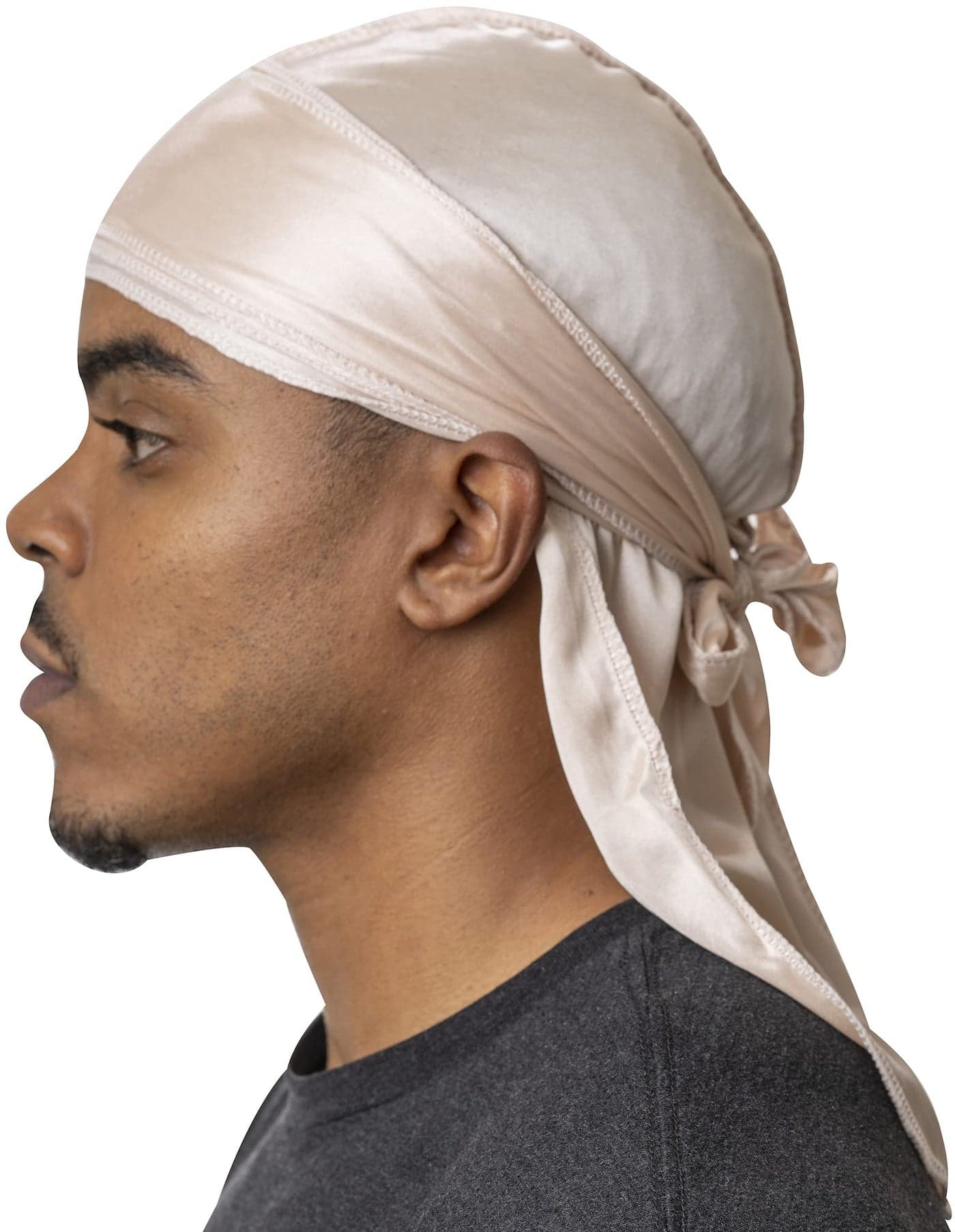 Veeta Superior Silk Durag - Smooth Silk Durag for Men & Women, Long Double Wide Straps, Outside Seam Triple Stitch Du Rag (Chilled Champagne)