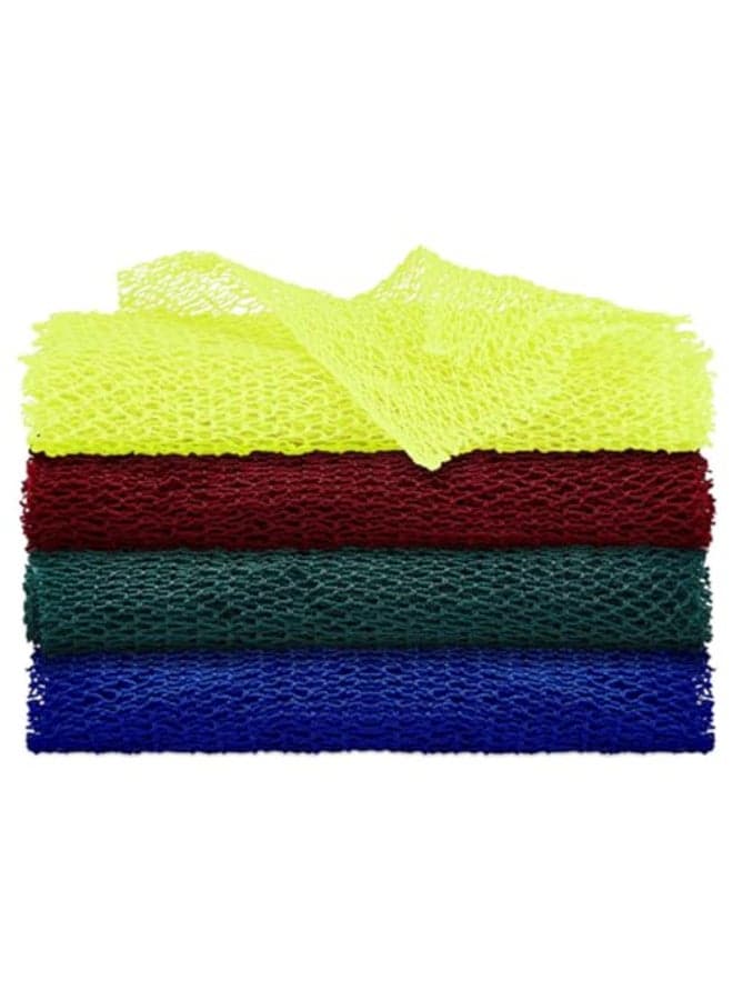 4 Pieces African Net Bath Sponge African Exfoliating Long Net Sponge Exfoliating Shower Body Scrubber Skin Smoother for Daily UseRed Dark Green Blue Yellow 256 x 79 inch