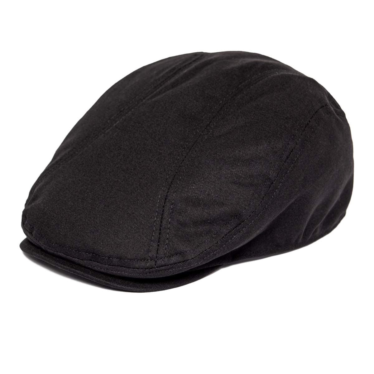 BOTVELA Men Cotton Twill Newsboy Flat Ivy Driving Hat Fitted Cap (Black, 7 5/8)