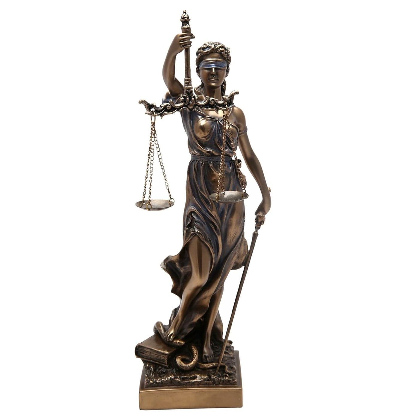 SHIVIKA Polyresin Bonded Bronze Lady Justice Figurine With Scale And Sword In Hands Statue Figurine Standard Brown 1 Piece