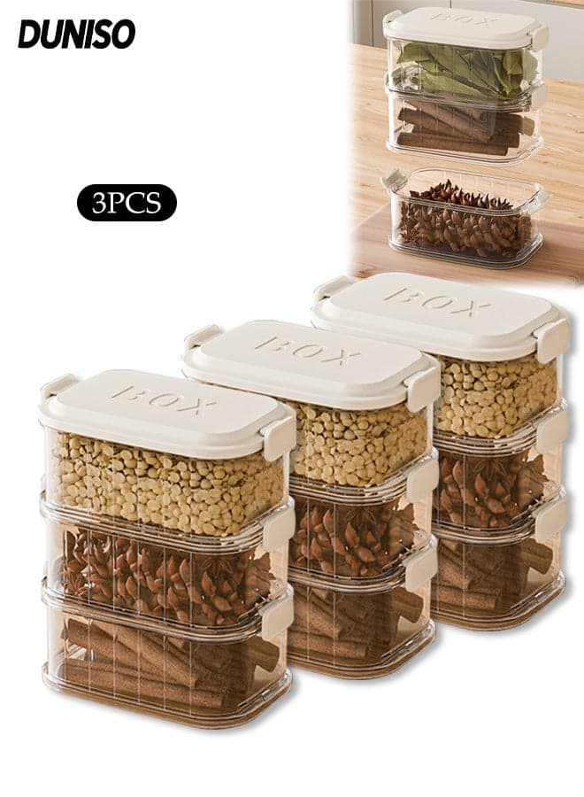 3 PCS Spice Storage Box, Leakproof,Freezer Safe,BPA Free Airtight Food Storage Container, Dishwasher Safe Produce Saver Container for Refrigerator, Keep Berry, Vegetable Fresh Longer