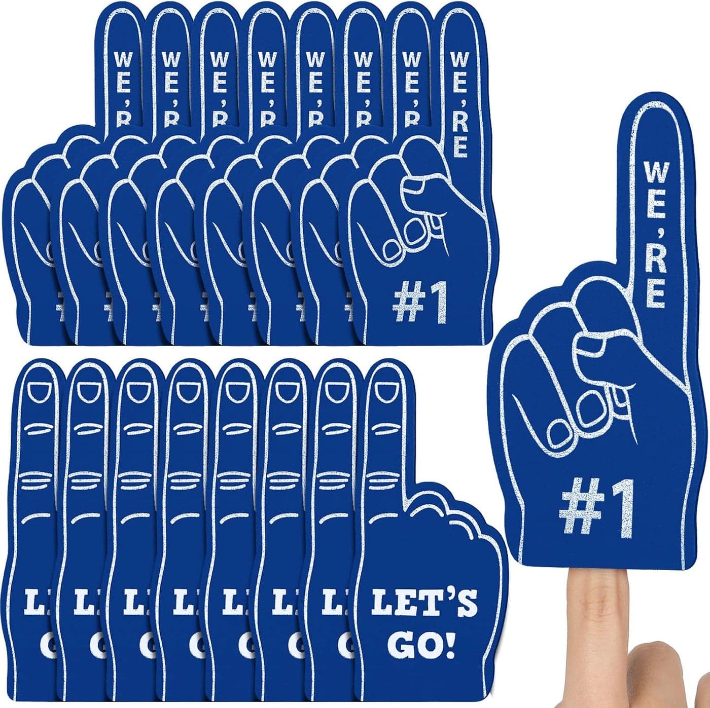 Sinmoe 36 Pcs Foam Finger Foam Hand Finger Mini Basketball Party Favors Sports Themed Birthday Supplies Football Baseball 1 Bulk Sports Party Favors for Football Soccer Team Cheerleader Blue