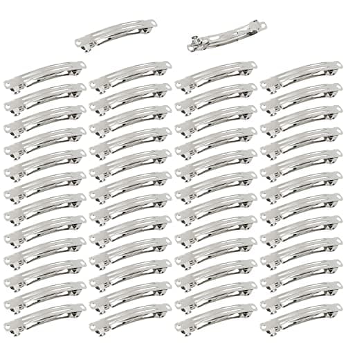 Cinaci 50 Pack 8cm / 3 inches Blank Silver Metal DIY Craft French Barrettes Snap Hair Clips Pins for Women Girls Hair Accessories