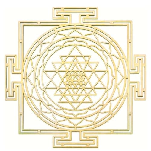 Vastu Vardan Brass Religious Shree Leaser Cut Yantra | Laxmi Yantra | Health, Wealth and Prosperit | Metal-Brass | Size-9 INCH