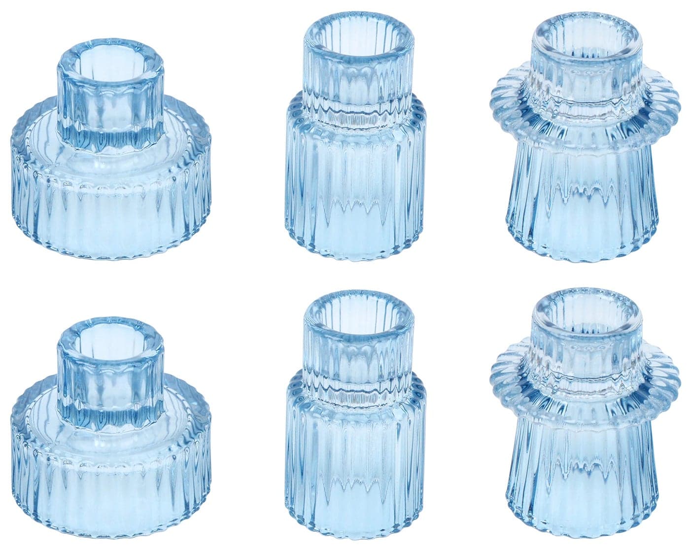Vixdonos Glass Candlestick Holders Tealight Candle Holders for Table Centerpieces Wedding Decor and Dinner Party 6 Pcs Light Blue