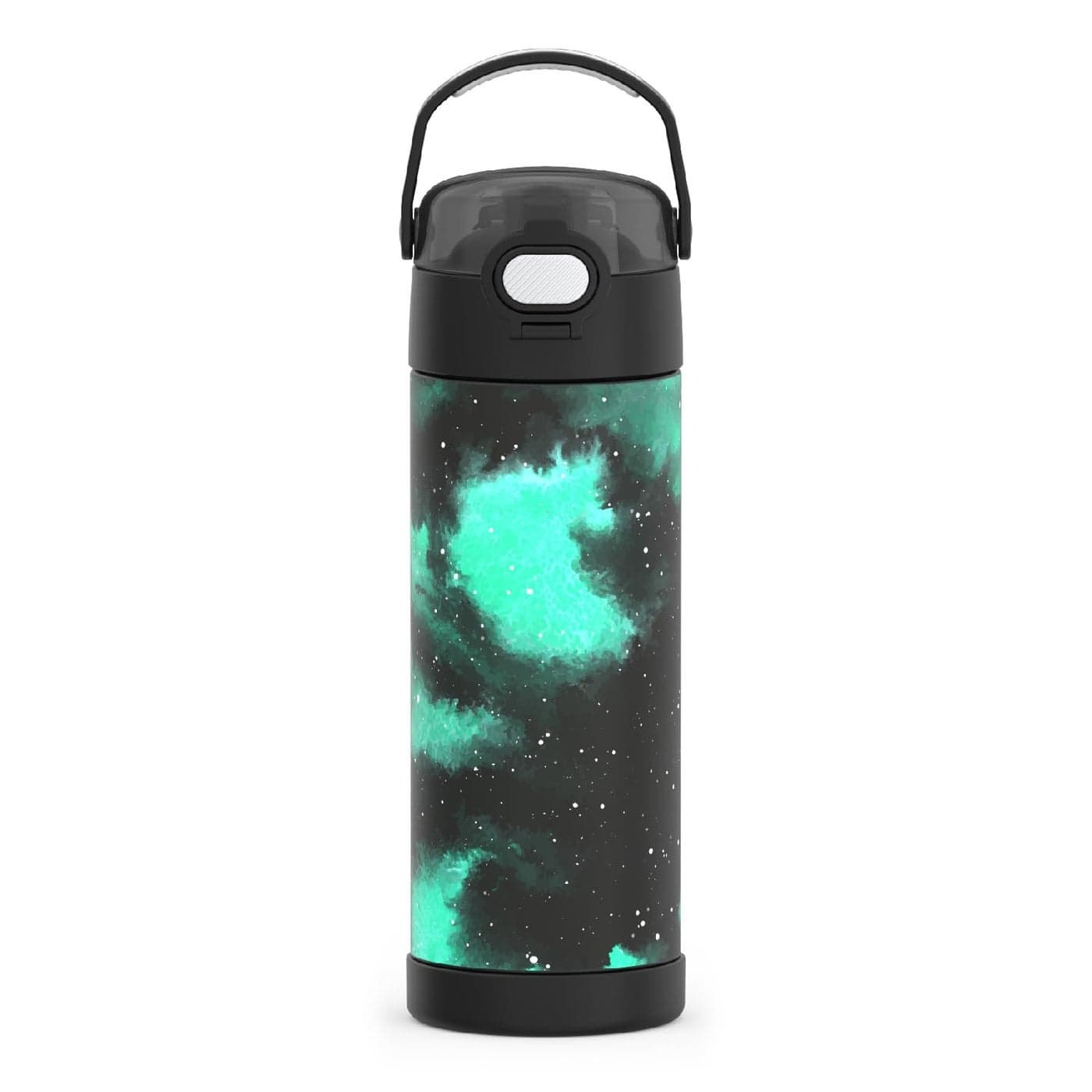 THERMOS FUNTAINER 16 Ounce Stainless Steel Vacuum Insulated Bottle with Wide Spout Lid Galaxy Green
