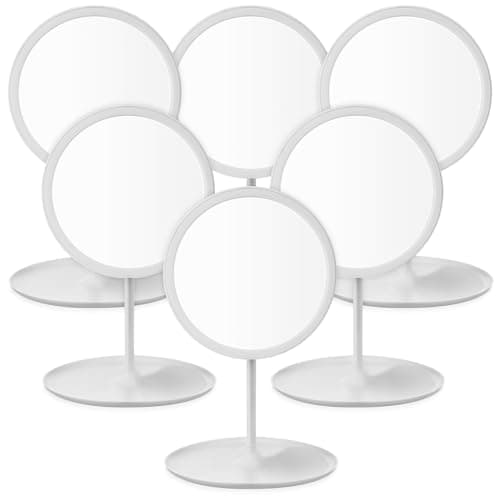 DoubleFill 6 Pcs Spa Party Mirrors Gifts Sleepover Party Favors Make up Table Mirror for Women Girls End of Year Teacher Accessory Sleepover Supplies Bridesmaid Gifts Slumber Birthday FavorsWhite