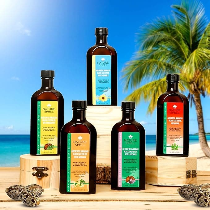 Nature Spell Authentic Jamaican Black Castor Oil with Lavender for Hair Body 150 ml Strengthen Hair Roots Treat Dry and Damaged Hair