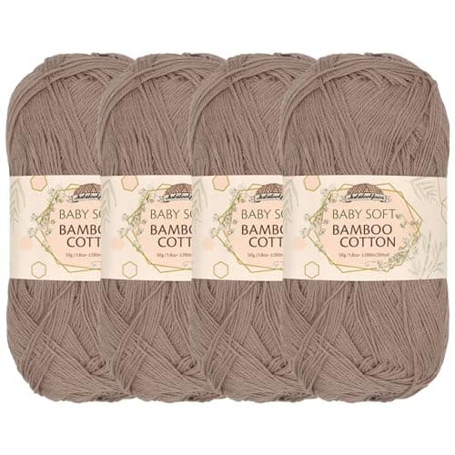 JubileeYarn Baby Soft Bamboo Cotton Yarn 50gSkein Coffee Lover 4 Skeins