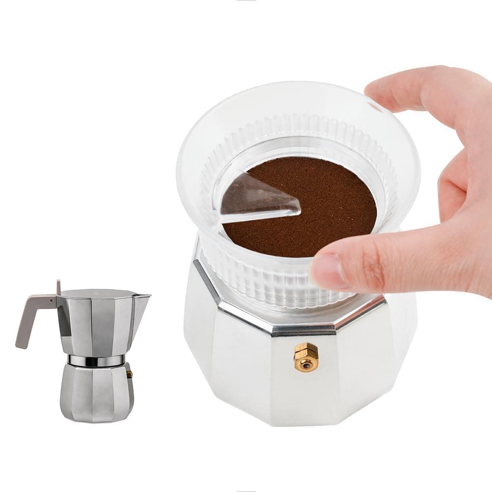 watchget Moka Pot Dosing Funnel Stovetop Espresso Coffee Maker Distribution Tool Italian Coffee Maker Dosing Ring For Moka Express 6 Cups Transparent